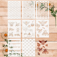 8 Pcs Bee Stencils for Painting on Wood Honeycomb Hexagon Stencil Reusable