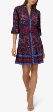 Adrianna Papell Floral Flounce Belted Dress Sz 8 NWT