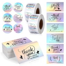 1120Pcs Thank You Stickers and Cards Set for Supporting My Small Holographic