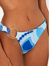 Cin Cin women's bikini bottom size M blue retro psychedelic print gold hardware