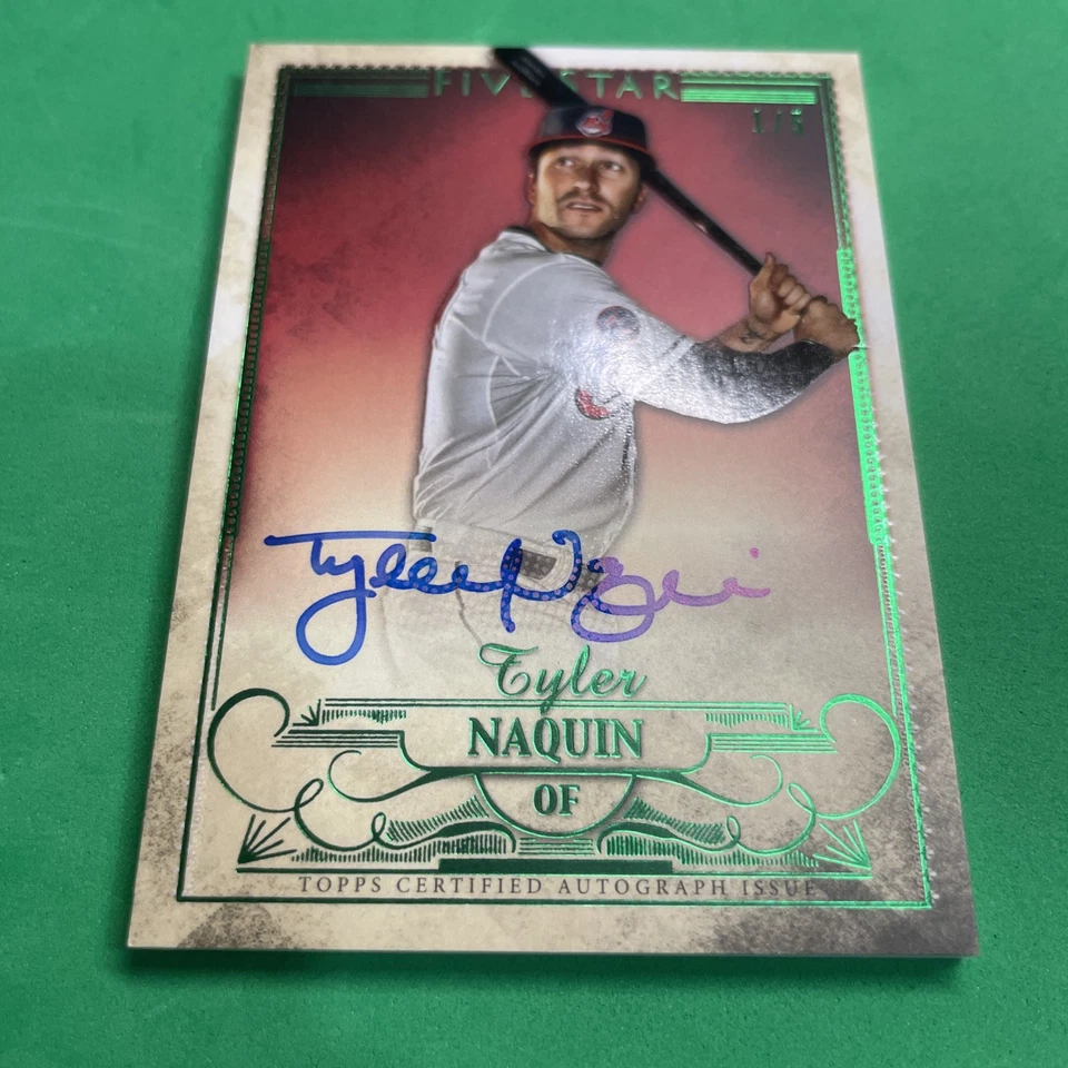 2016 Topps Five Star Autographs Emerald #FSATN Tyler Naquin Rookie Card 1/5 - Image 3 of 4