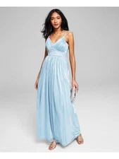 TEEZE ME Womens Light Blue Lined Sleeveless Formal Gown Dress 34