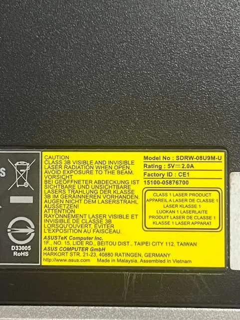 ASUS SDRW 08U9M U External DVD Drive USB Type C for Mac Windows PC -Untested - Image 2 of 4