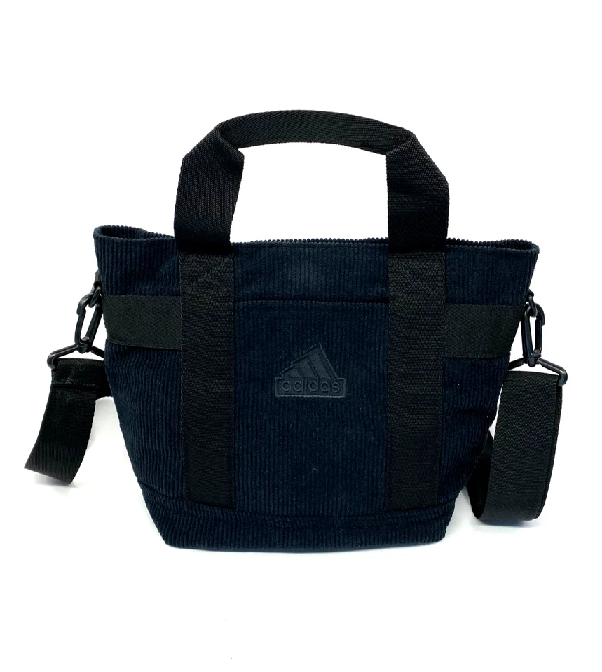 Adidas Sportwear Tote Bag Crossbody Women's Black Small Corduroy Handbag Lined - Image 2 of 4
