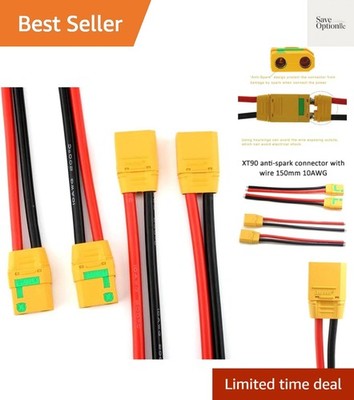 Amass 2 Pairs XT90S Pigtails XT90 Wire XT-90S XT 90 Plug Male and Female Conn...