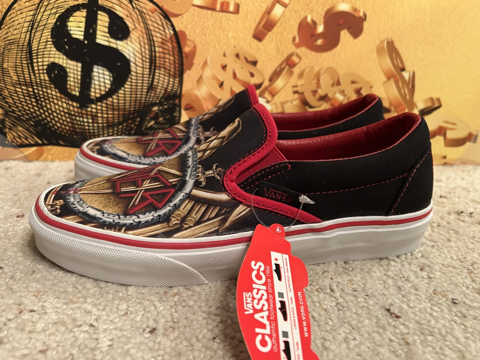 Vans Slip-On Slayer Metallica Anthrax US 5 Womens 6.5 Vintage-image