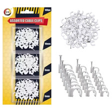 100x Cable Clips with Nails – White & Black | 6mm 8mm 10mm Wire Tidy Holders