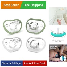Nanobebe Baby Pacifiers 0-3 - Orthodontic, Curves Comfortably with Face Cont...