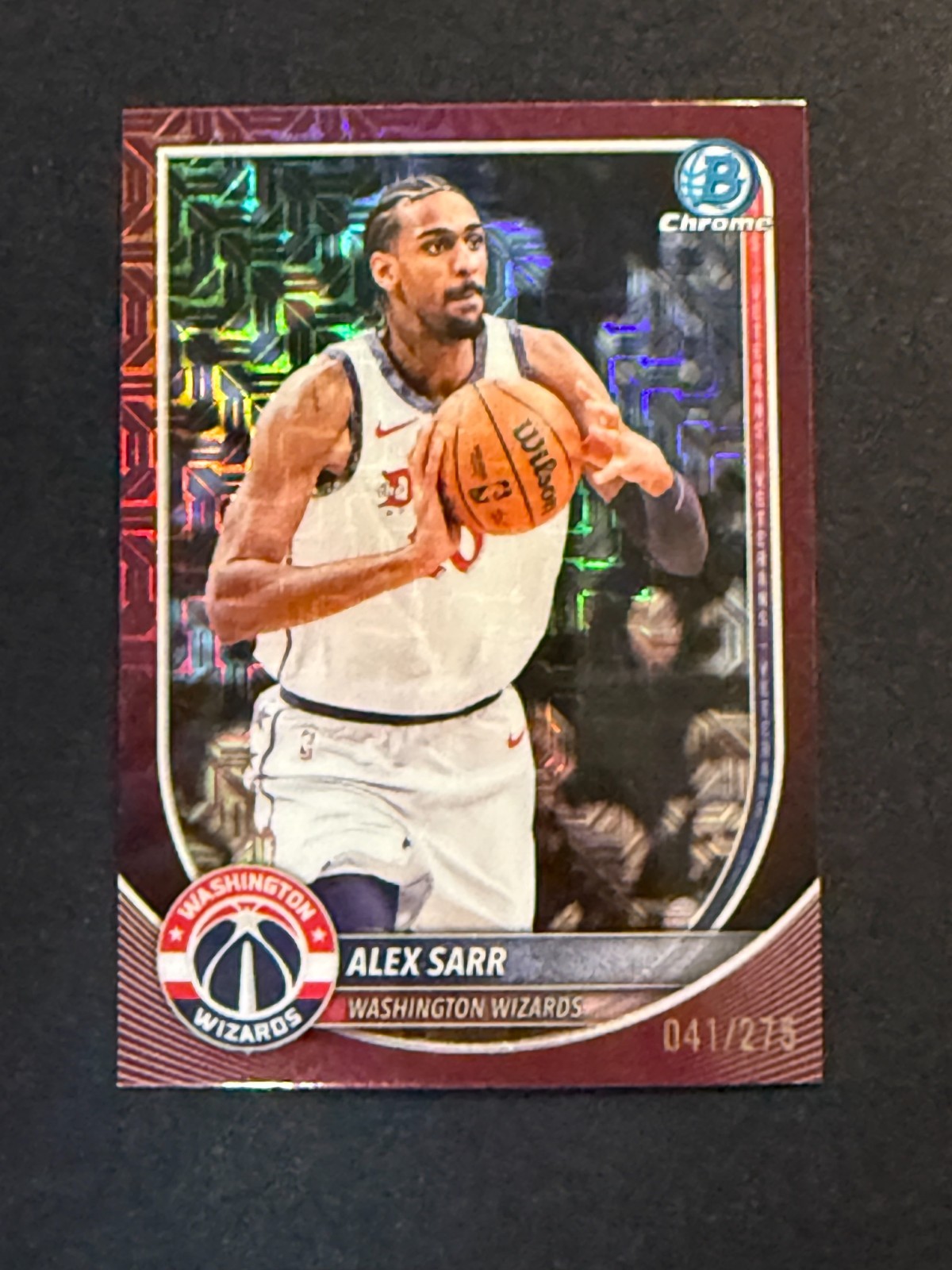 2025-26 Bowman Basketball BCV-99 Alex Sarr Mojo Burgundy Refractor /275