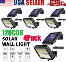 4Pcs Solar Wall Light LED Motion Sensor Outdoor Bright Flood Street Lamp 3 Modes