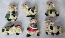 Set of 6 Christmas Cow Fridge Magnets 2.5''