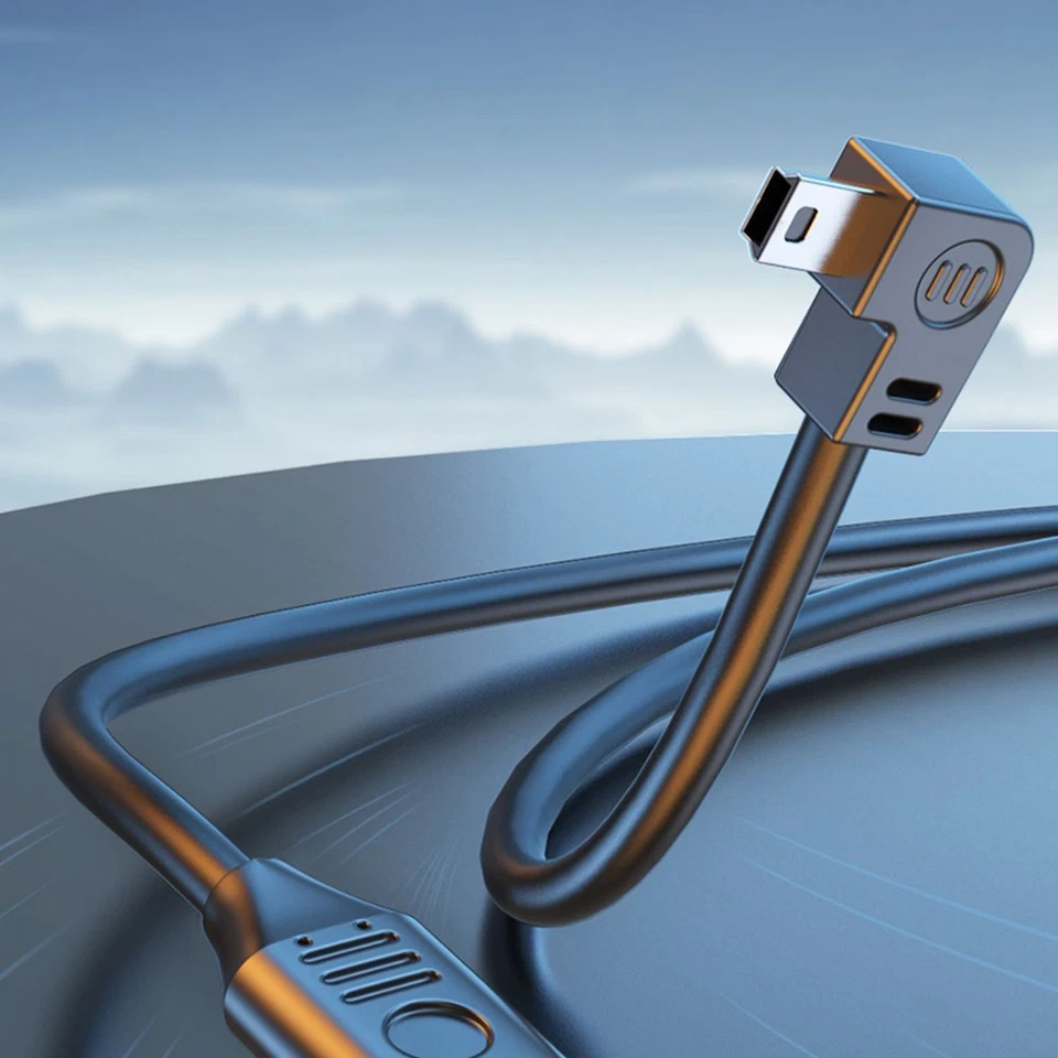 Mini USB Cable USB 2.0 Male to Angled 90 Degree Mini USB Male Cable Charge Lead - Image 4 of 4