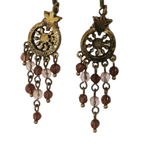 Purple AB Crystal Beaded Chandelier French Wire Earrings Pierced Dangle - Picture 7 of 9