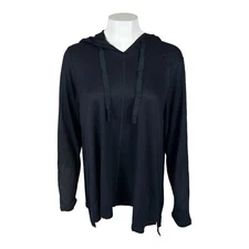 LOGO Lounge by Lori Goldstein Women's Sand-washed Pique Hi-Low Hoodie Large Size