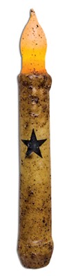 NEW BLACK STAR TIMER TAPER CANDLE BURNT IVORY Primitive Grungy 6.5'' Country