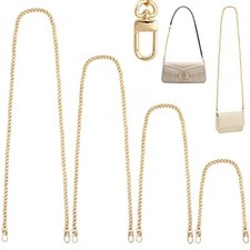 4 Packs Purse Chain Strap Flat Iron Chains with Metal Buckles for Gold