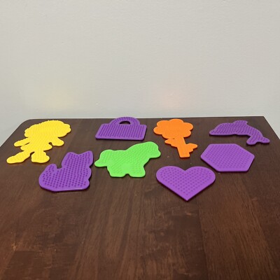 Lot of 8 Perler Bead Peg Board Shapes: Cat Dolphin Girl Hexagon Flower Horse 
