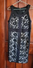 R&M Richards Black Sleeveless Sequins Dress Size 8 Party Business Wedding 