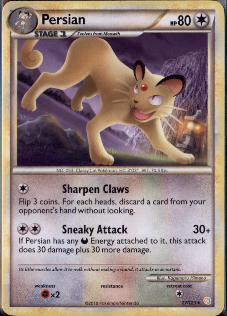 Pokemon Persian 27/123 HeartGold & SoulSilver - Regular NM