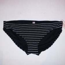 Tropical Escape Swim Bikini Bottom Plus Size 16 Black White Stripe Swimwear
