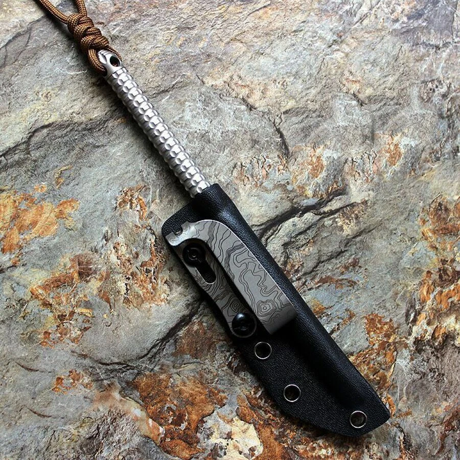 Solid Titanium Alloy Tea Knife EDC Tool K Sheath Crowbar Multi Tools - Image 4 of 4