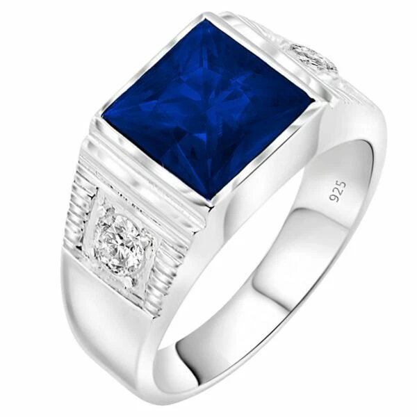 铑蓝宝石宝石男士珠宝