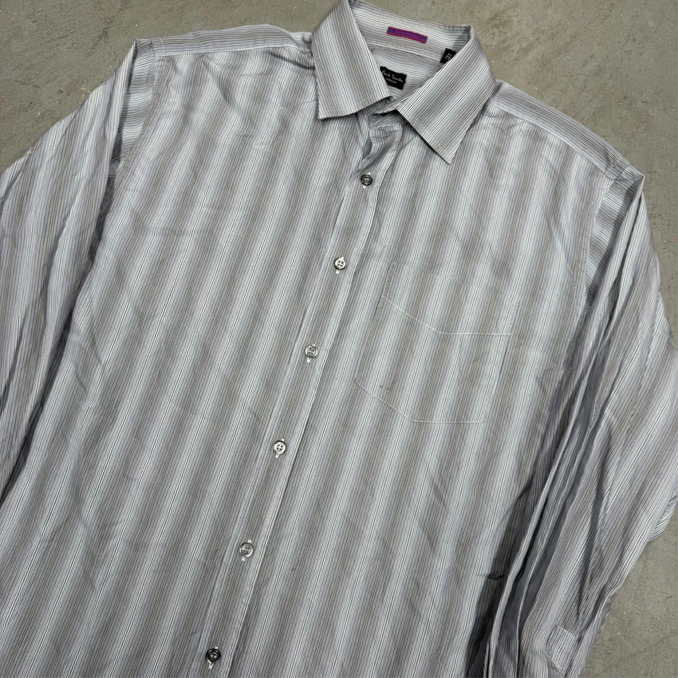 Camisa de vestir Paul Smith London a rayas puños franceses hecha en Italia 42 16 1/2 grande Foto 3 de 4
