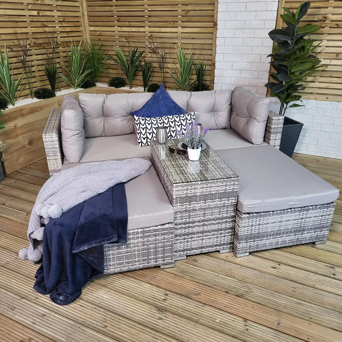 Luxury Grey Wicker Rattan Sofa Cube