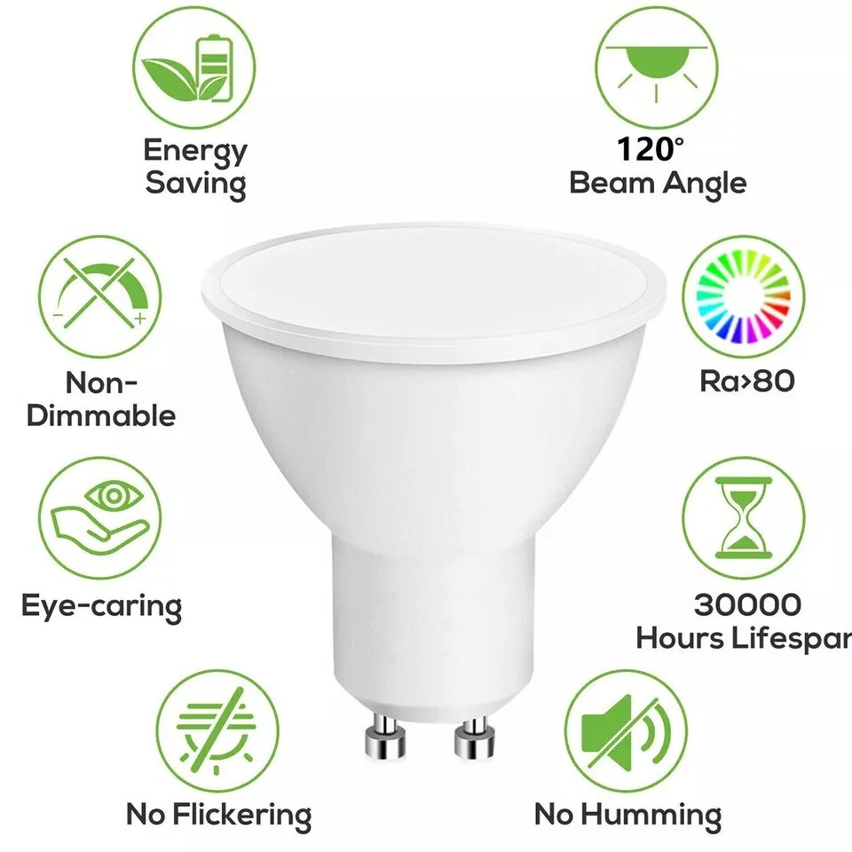 Pack of 4 7W GU10 LED Cool White Bulbs, 6000K - Energy Saving Light Bulbs in UK - Image 2 of 4