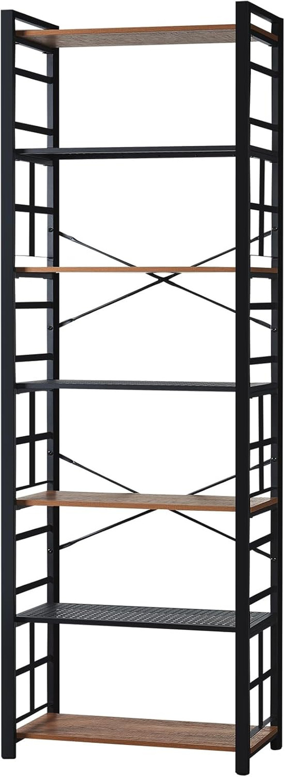 7 Tier Bookshelf,84 Inch Tall Industrial Bookcase with Metal Frame and Open Shel