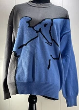 VINTAGE Golf Sweater Mens 2XL XXL Blue Abstract AOP All Over Print Slazenger 90s