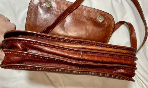 Borsa a mano vintage in pelle marrone marrone scuro DR Pelletterie Firenze borsa italiana tracolla - Foto 17 di 19