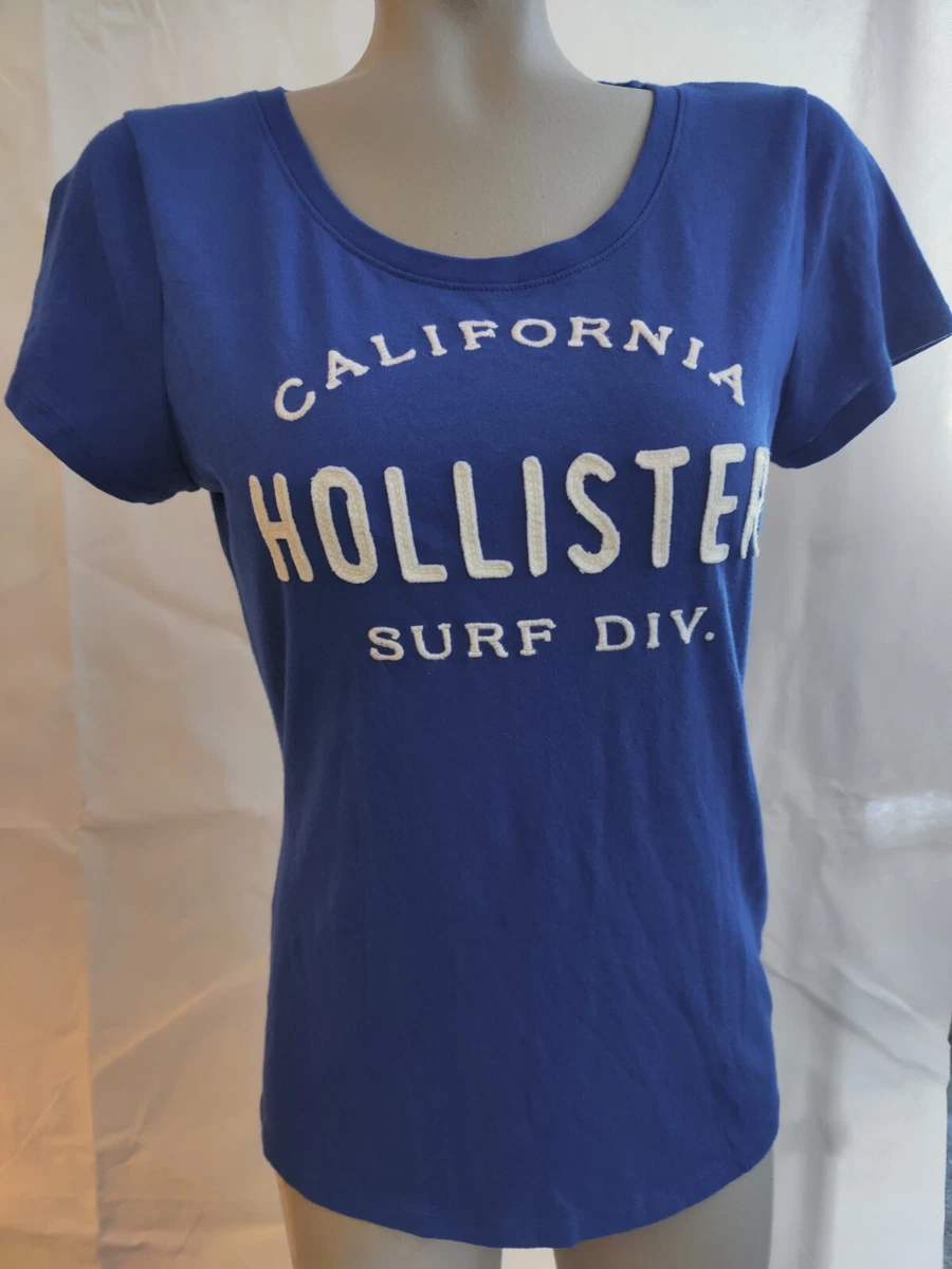 Hollister Blue Scoop Neck Top T Shirt California Surf Div. Size M
