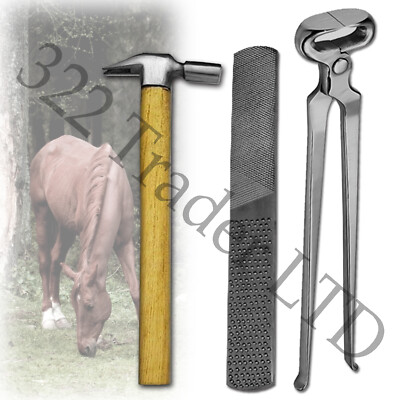Farrier's Choice 3-teiliges Klauenpflegeset für Pferde Schneider Zange Hammer & Raspel 