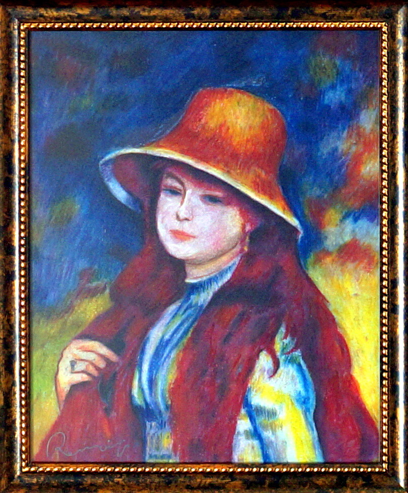 PIERRE-AUGUSTE RENOIR / Precioso DIBUJO PASTEL ORIGINAL en PAPEL FIRMADO / Enmarcado