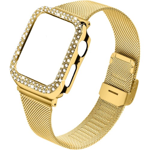 For Apple Watch Ultra Series 8 7 6 SE Diamond Case Stainless Steel Mesh Bands - Bild 16 von 18