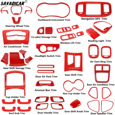 39x Red Inner Whole Set Panel Decoration Cover Trims Kit for Dodge Charger 2015+
