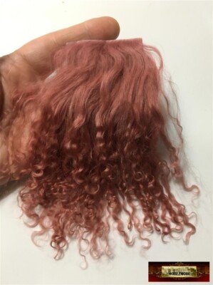 M01346 MOREZMORE Tibetan Lamb Fur Mini Sample 2x2 ROSE AUBURN Doll Puppet Hair