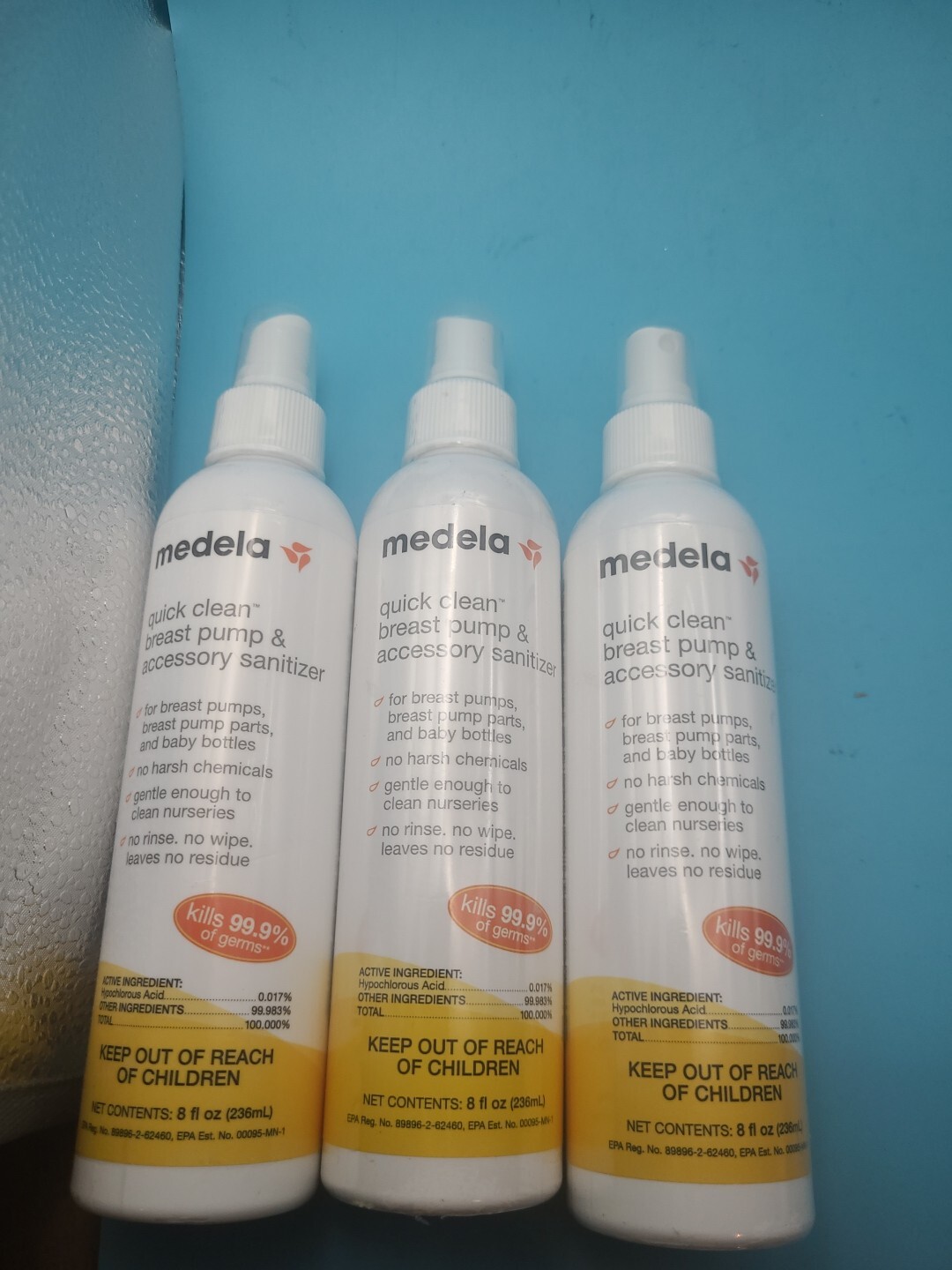 3 Pack Medela Quick Clean Breast Pump & Accessory Sanitizer 