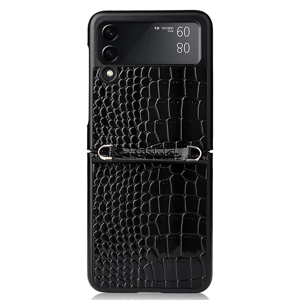 Phone Case Pearlescent Pattern Hand Strap Protective Cover for Samsung Z Flip 3