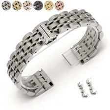 Universal 10mm-24mm Straight+Curved Bracelet Stainless Steel Watch Band Strap