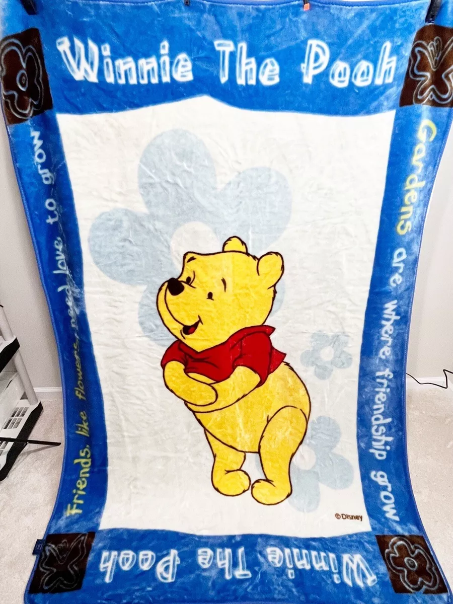 Vtg Disney Winnie The Pooh Friendship Throw Blanket Comforter unisex 63 x 86