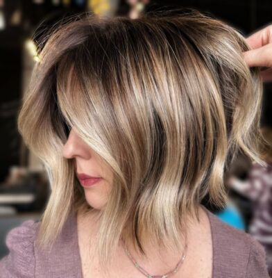 Short Bob Balayage Wigs with Ash Brown Mixed 13x4 Lace Front  display picture 1