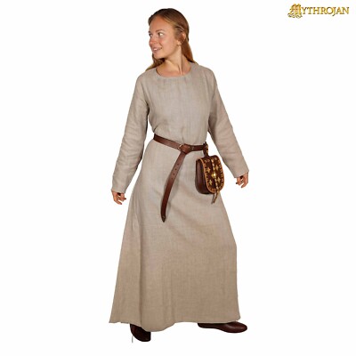 Helga Viking Linen Dress Medieval Renaissance Fair LARP SCA Reenactment  Natural | eBay