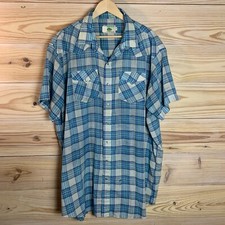 Vtg Mesquite River Western Wear Mens 19 Pearl Snap Plaid USA Rodeo Cowboy