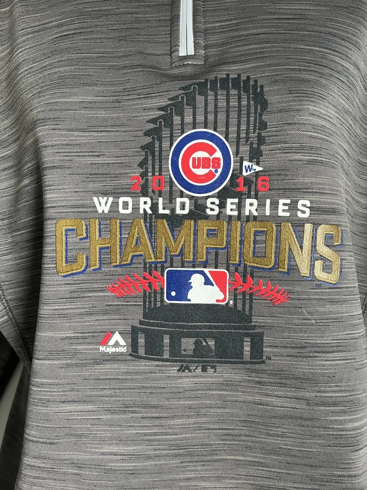Majestic Chicago Cubs 2016 3 Time World Champions ¼ Zip Therma Base Jacket Sz. M - Image 4 of 4