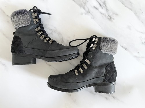 BARBOUR RIVA BLACK LEATHER HIKER ANKLE 