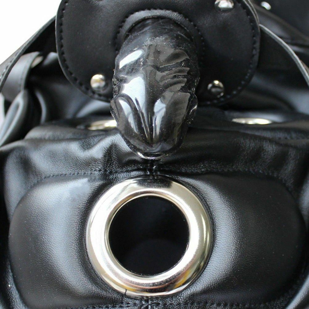 Hood Head Harness Mask Sensory Deprivation Adult Games Bondage Mouth Gag BDSM US