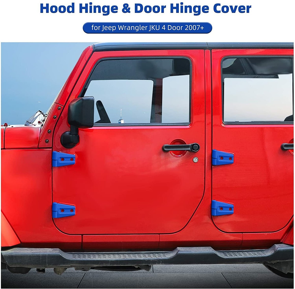 SHINEKA Hood & Door Hinge Cover Trim Kit For 2007-2017 Jeep Wrangler JK – Baby Blue