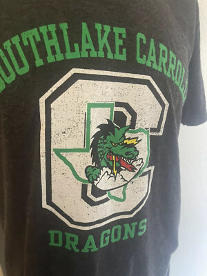 New SOUTHLAKE CARROLL DRAGONS Texas High School Football Tee GRAY 